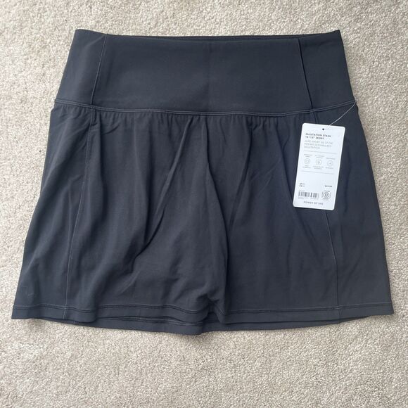 Athleta Skort Womens Medium Salutation Stash 14.5" Black Pickleball Tennis - Picture 1 of 6